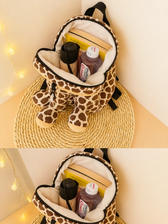 O‘g‘il va qiz bolalar uchun bolalar ryukzagi, plush jirafa va sher bolasi
