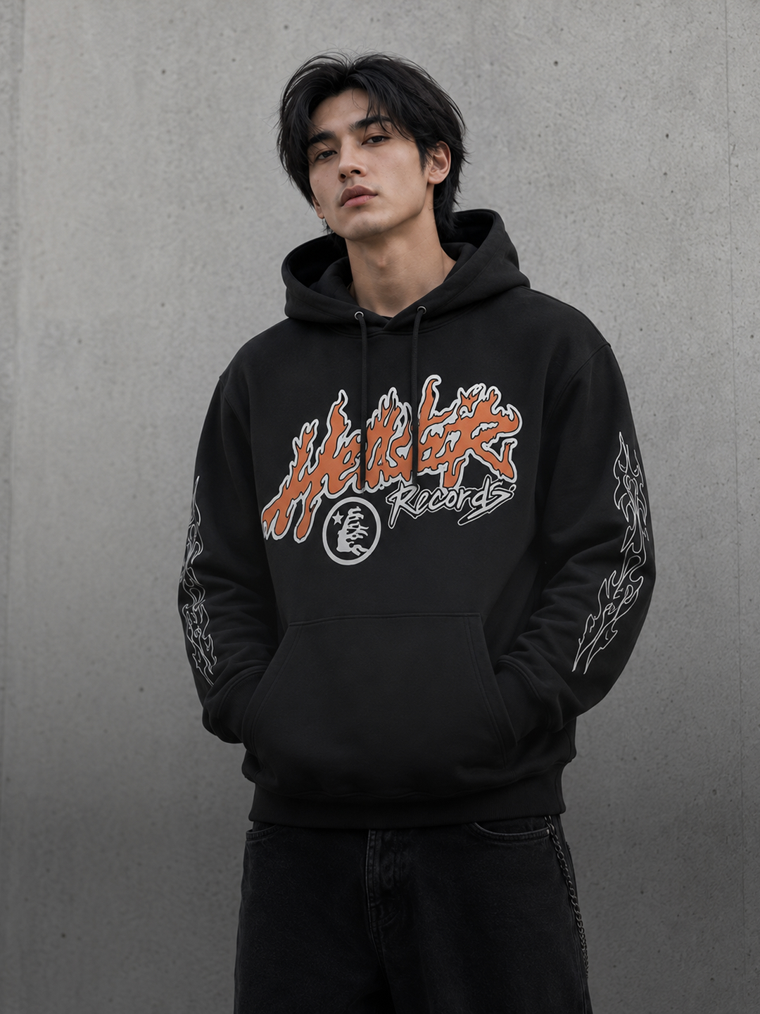 Hellstar printli oversayz xudi uniseks, streetwear, Y2K
