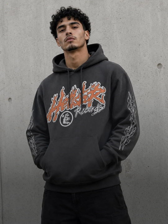 Hellstar printli oversayz xudi uniseks, streetwear, Y2K