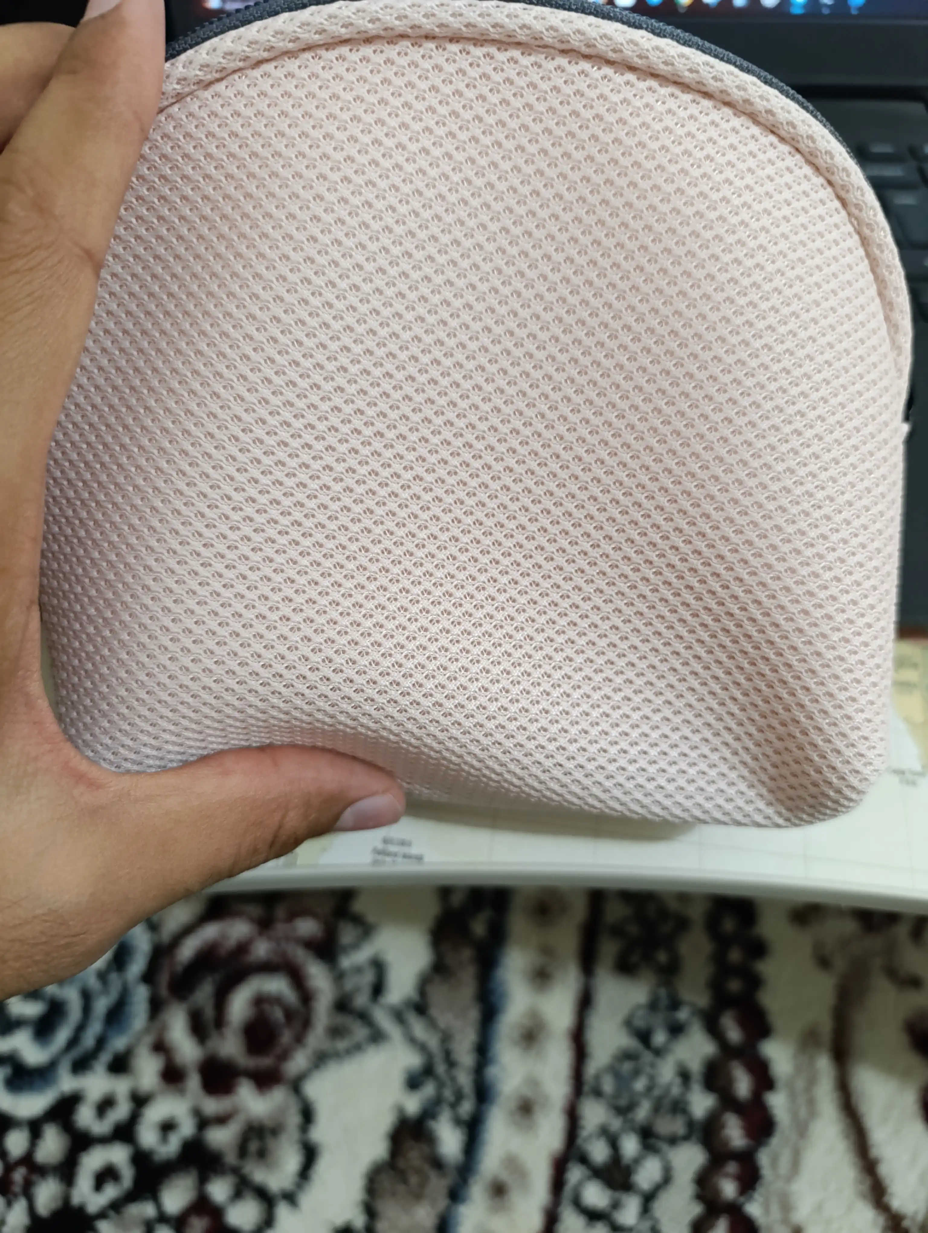 Ayollar kosmetik sumkasi, poliester organayzer, 20×14×7 sm, fil suyagi rangida
