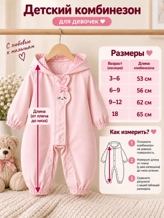 Детский комбинезон для девочки, для весны и осени, удобный и лёгкий