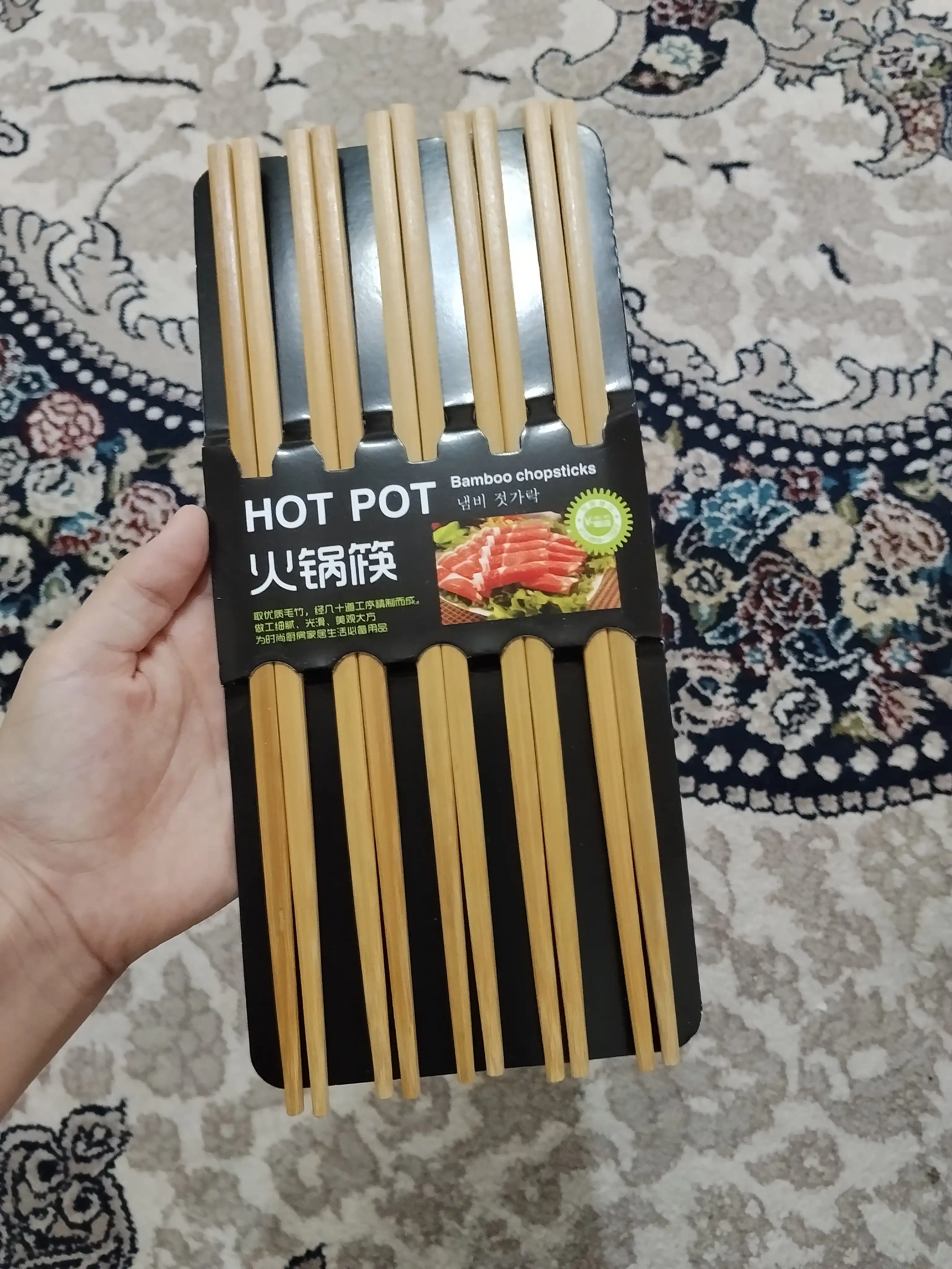 Ko'pmartalik xitoy tayoqchalar -5 juft, bambuk metal plastikdan, sushi ramyon rollar uchun