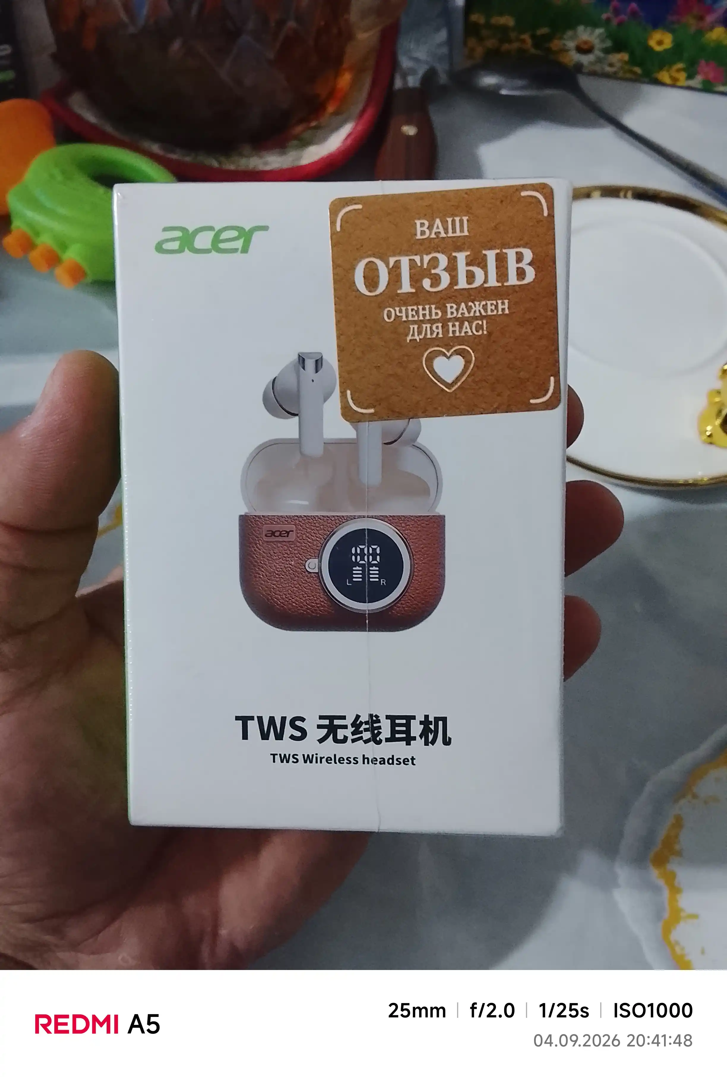 Acer quloqchinlari, simsiz, TWS, sensorli displeyli,LED yoritgichli