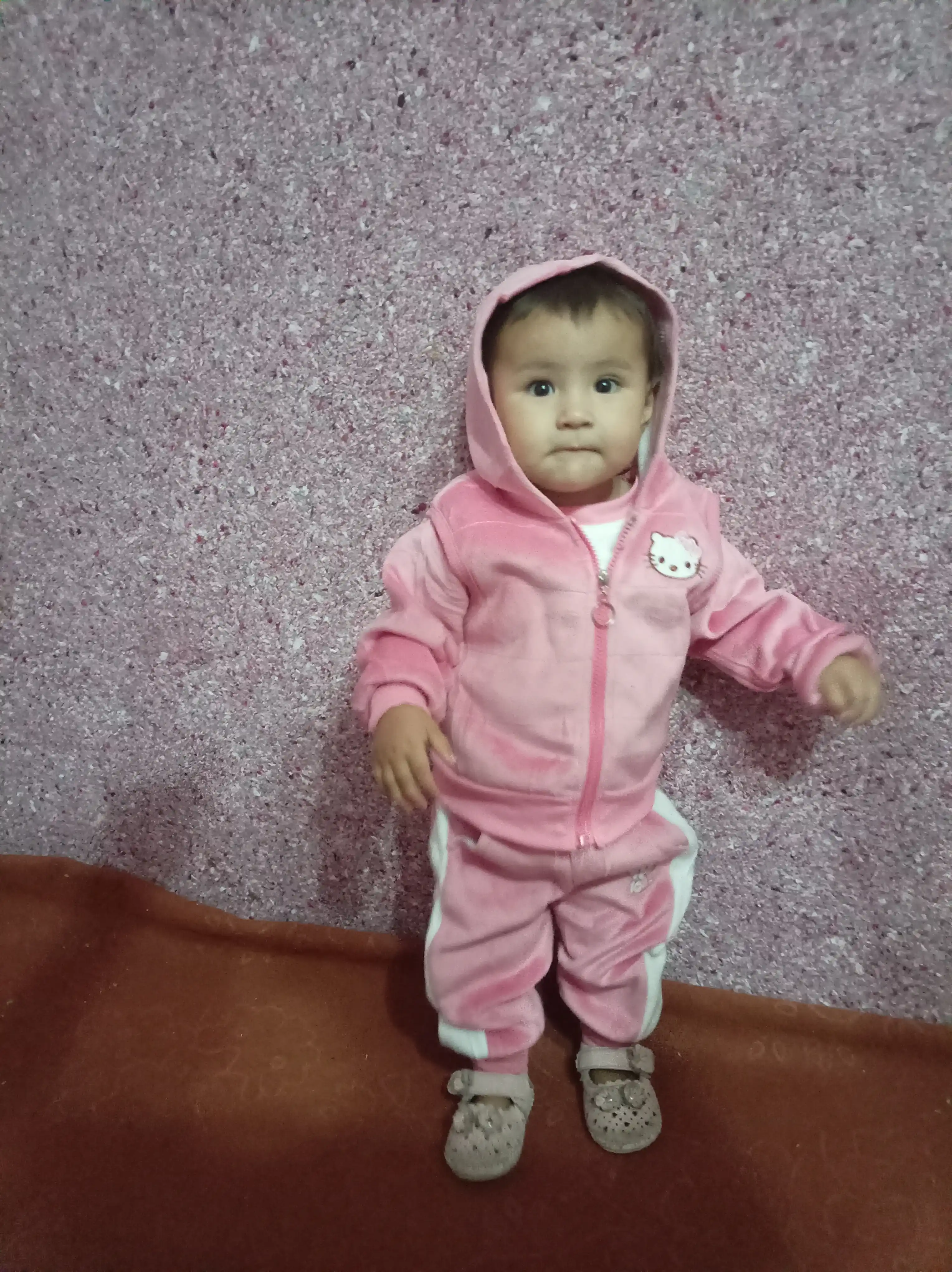 Qiz bolalar uchun velyur 3 qismli sport kostyumi – Hello Kitty