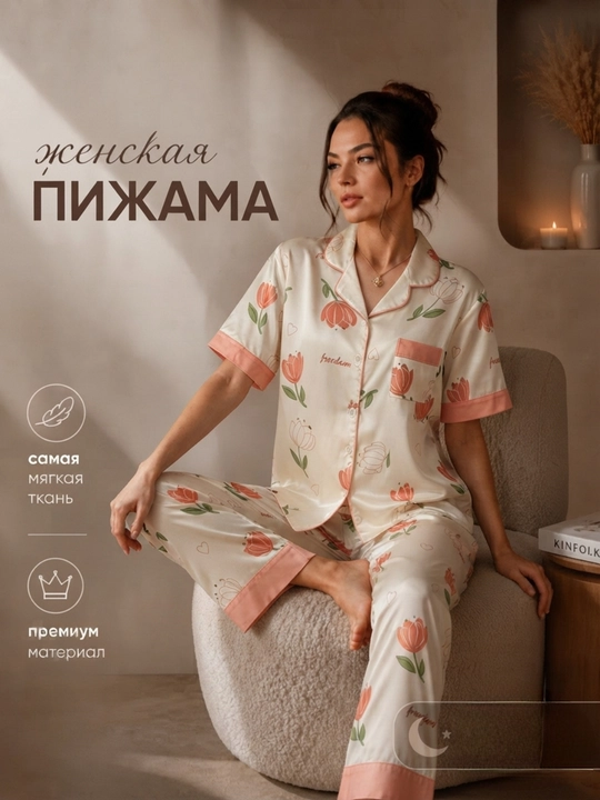 Пижама для женщин, комплект, рубашка и штаны, размеры L–2XL