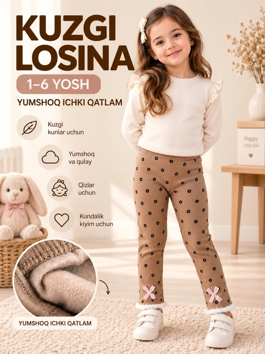 Qizlar uchun VERSACE Ilosina,isitilgan qishki va kuzgi trikotaj shim, 1 yoshdan 6 yoshgacha - 