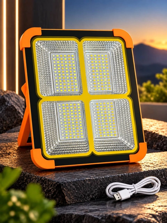 Quyoshli LED projektor fonar 4 blokli USB zaryadli ko‘chma chiroq - 