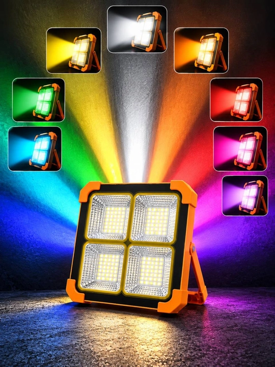 Quyoshli LED projektor fonar 4 blokli USB zaryadli ko‘chma chiroq