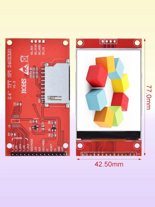 Rangli TFT LCD displeylar, sensorli va sensorsiz, SPI, 1.44' - 3.5', 8 ta/14 ta pin