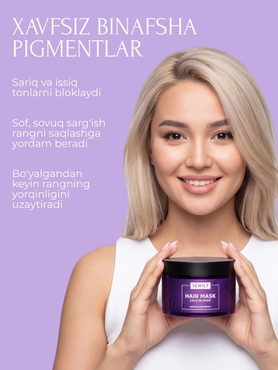 SEMILY professional soch uchun tus beruvchi niqob, sariq rangni neytrallash, 300 ml