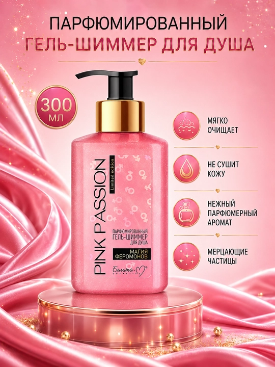 Pink Passion — набор для тела из 5 средств: гель, крем, скраб и спрей-шиммер
