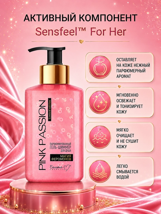Pink Passion — набор для тела из 5 средств: гель, крем, скраб и спрей-шиммер