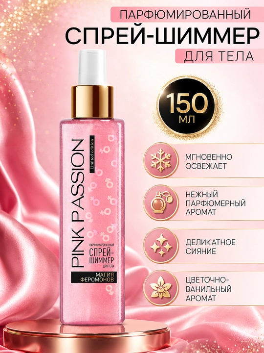 Pink Passion — набор для тела из 5 средств: гель, крем, скраб и спрей-шиммер