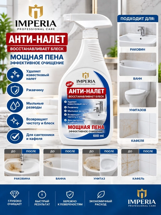 Tozalash vositasi oshxona va vannada kir,zang va yog‘ni ketkazish uchun! - 