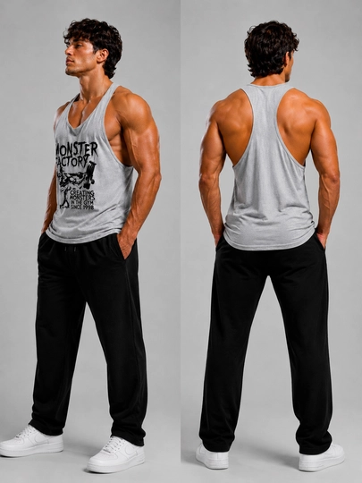 Erkaklar sport stringer maykasi «Monster Factory», paxtali, fitnes uchun