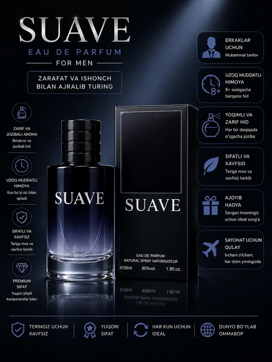 Erkaklar parfyumeri - xushbo‘y suv, 50 ml - 