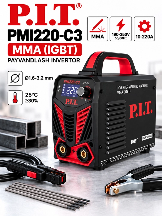 P.I.T. PMI220-C3 сварочный аппарат MMA IGBT 5800W 220A инвертор - 