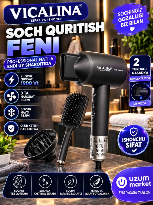 Vicalina professional soch quritish feni (1900 Vt) - 