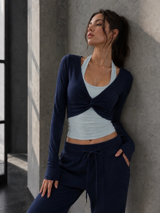 Pilates, yoga va har qanday sport turlari uchun ayollar sport kiyimi, uzun yengli kiyim