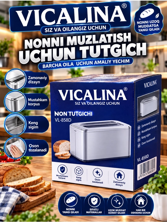 Тостер для хлеба Vicalina (1000 Вт)