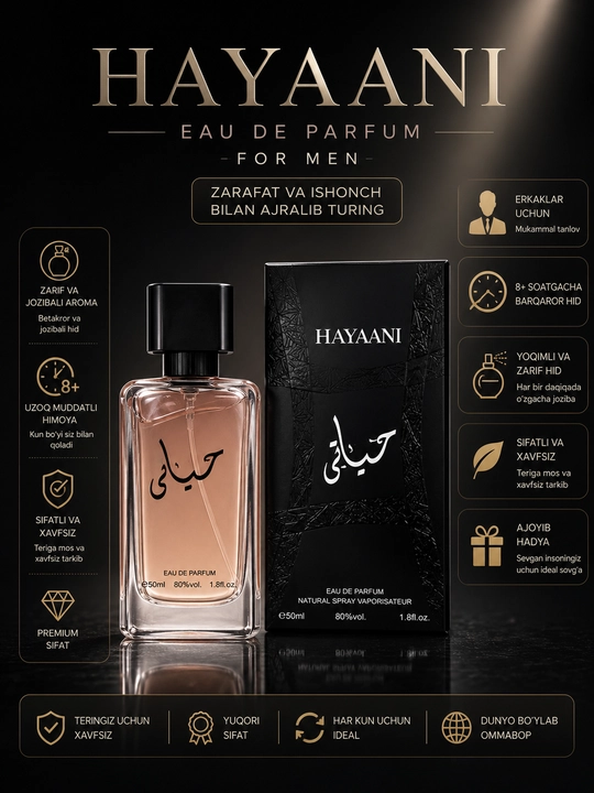 Erkaklar parfyumeriyasi, parfyum suvi, 50 ml - 