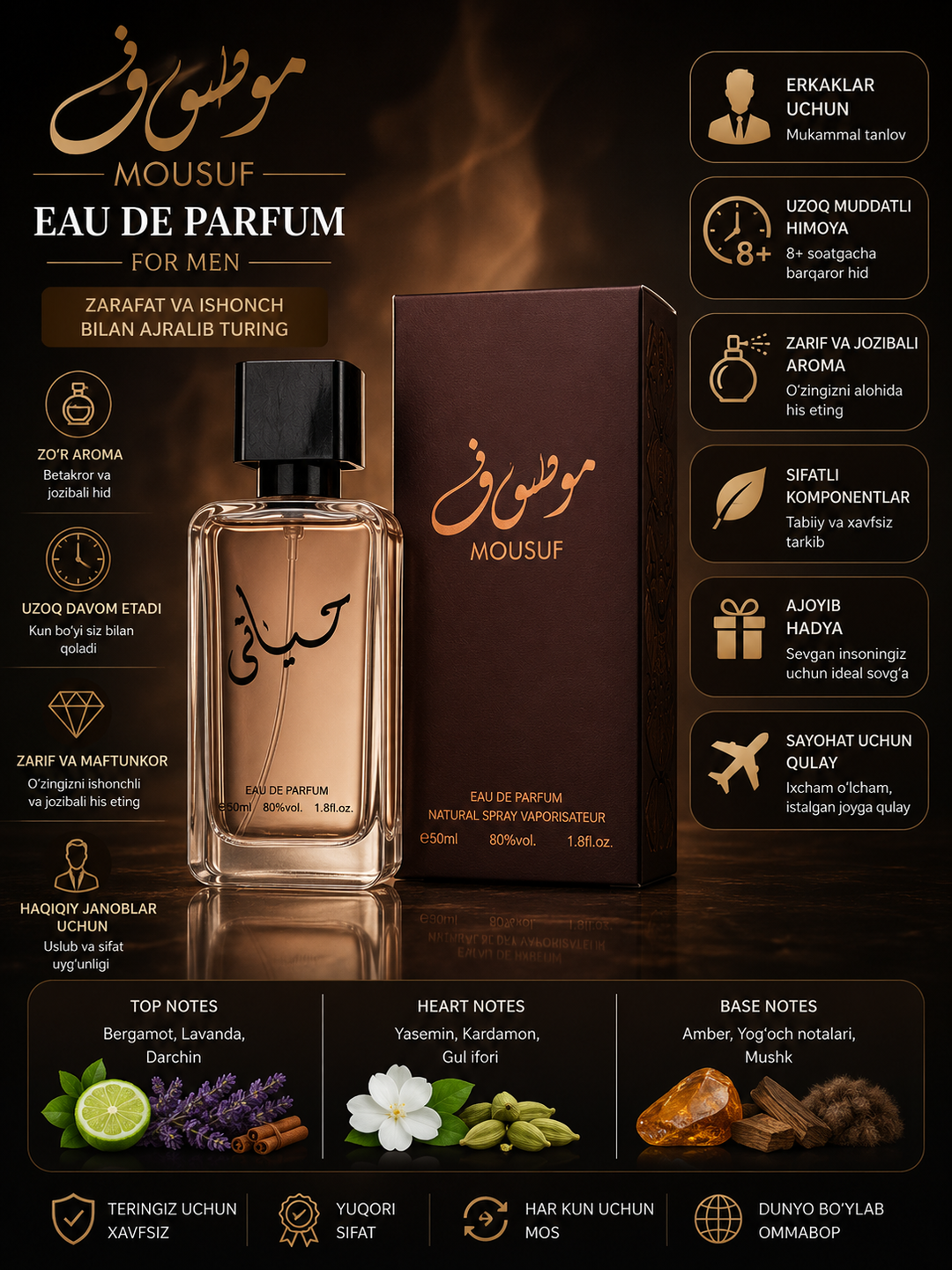 Erkaklar parfyumeriyasi, parfyum suvi, 50 ml - 