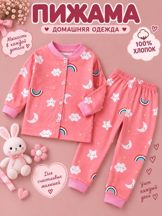 Детская пижама, пижама для девочки, мягкая пижама, домашняя одежда