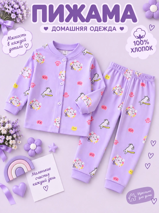 Детская пижама, пижама для девочки, мягкая пижама, домашняя одежда