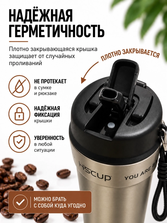 Termokrujka 550 ml, termostakan, qahva va choy uchun termos, avtomobil uchun termos