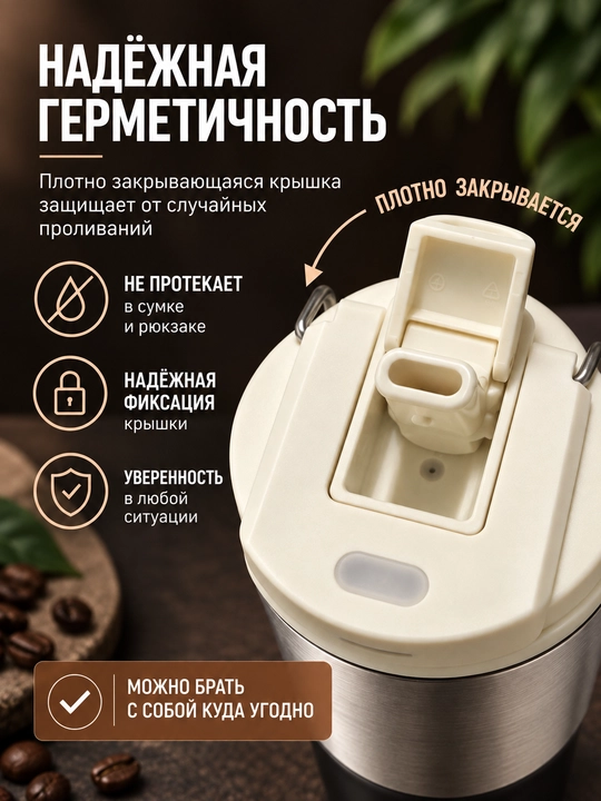 Termokrujka 550 ml, termostakan, qahva va choy uchun termos, avtomobil uchun termos