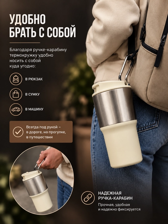 Termokrujka 550 ml, termostakan, qahva va choy uchun termos, avtomobil uchun termos