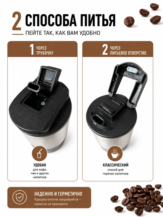 Termokrujka 550 ml, termostakan, qahva va choy uchun termos, avtomobil uchun termos