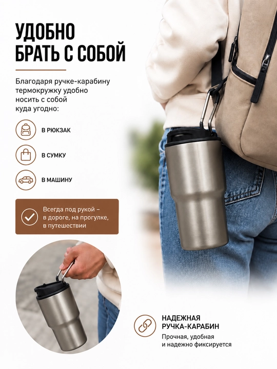 Termokrujka 550 ml, termostakan, qahva va choy uchun termos, avtomobil uchun termos