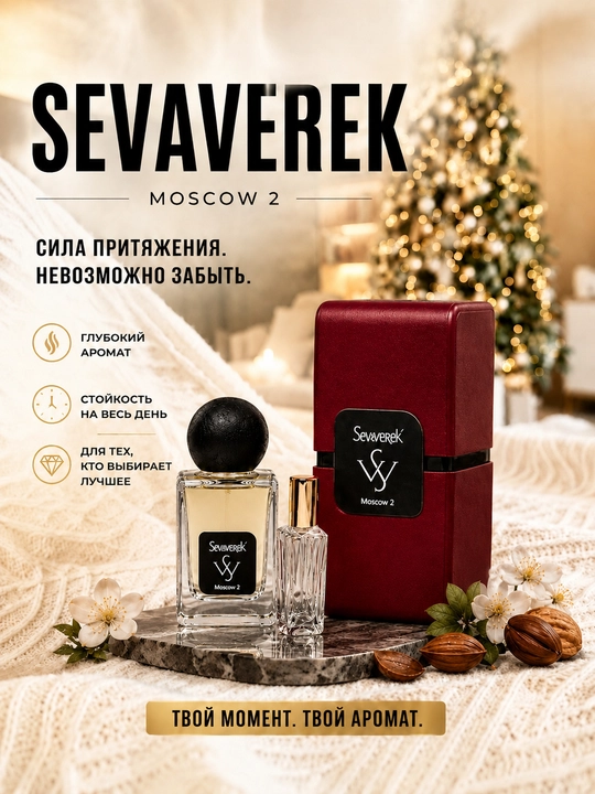 Sevaverek Moscow 2 унисекс духи, миндаль, жасмин, кедр, амбра, мужские, женские, стойкие - 