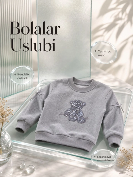 Qiz bolalar uchun paxtali trikotaj jemper - 