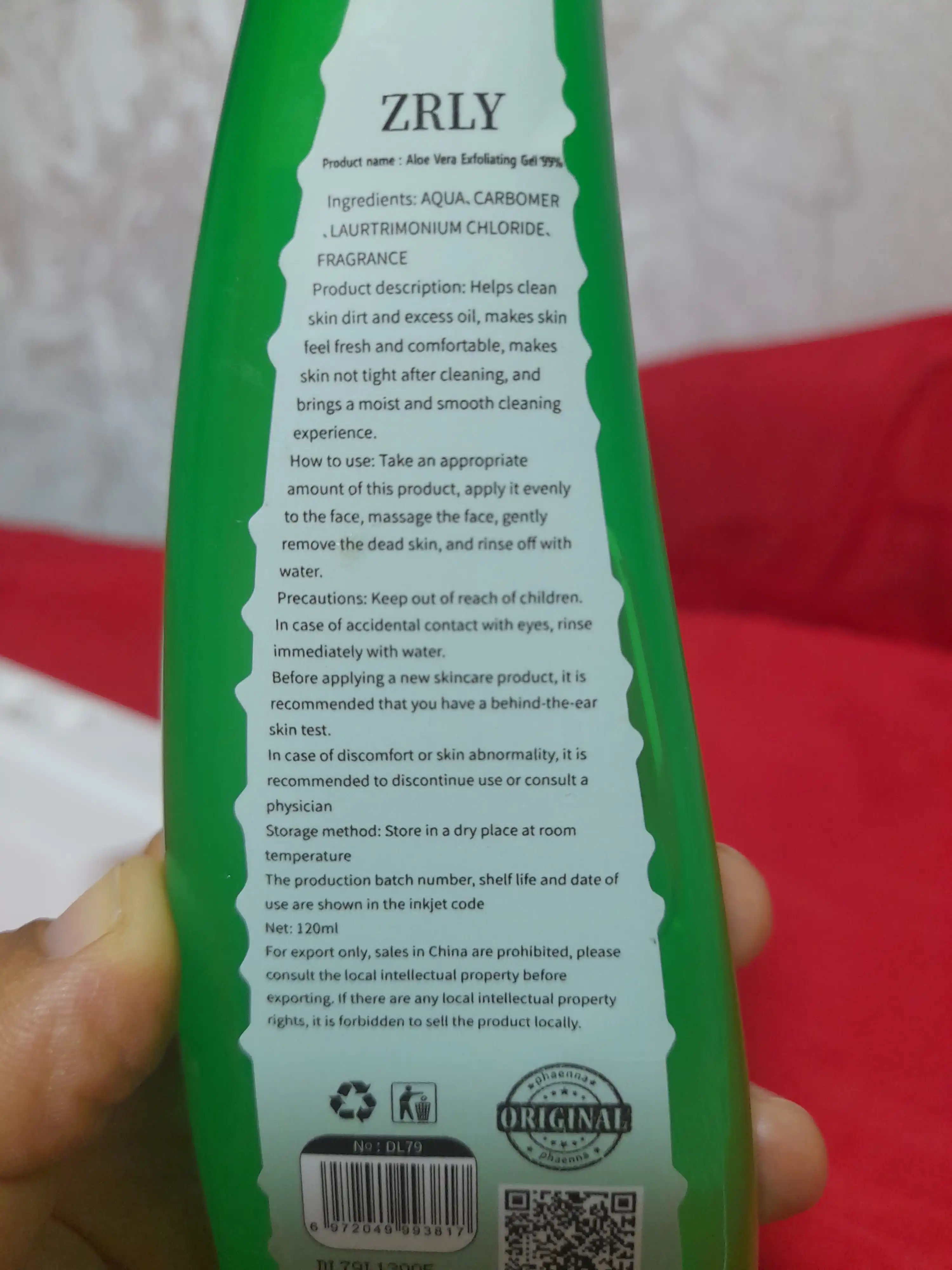 Aloe Vera 99% geli, 120 ml - teri uchun namlantiruvchi, tinchlantiruvchi va sovutuvchi gel