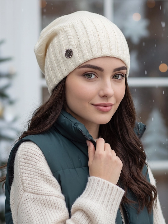 Trikotaj qishki shapka ayollar uchun, qishki bosh kiyimlar SNOWL