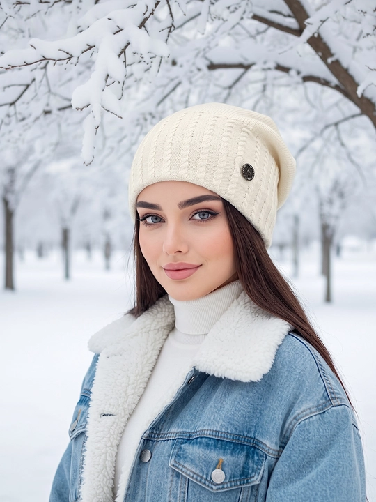 Trikotaj qishki shapka ayollar uchun, qishki bosh kiyimlar SNOWL