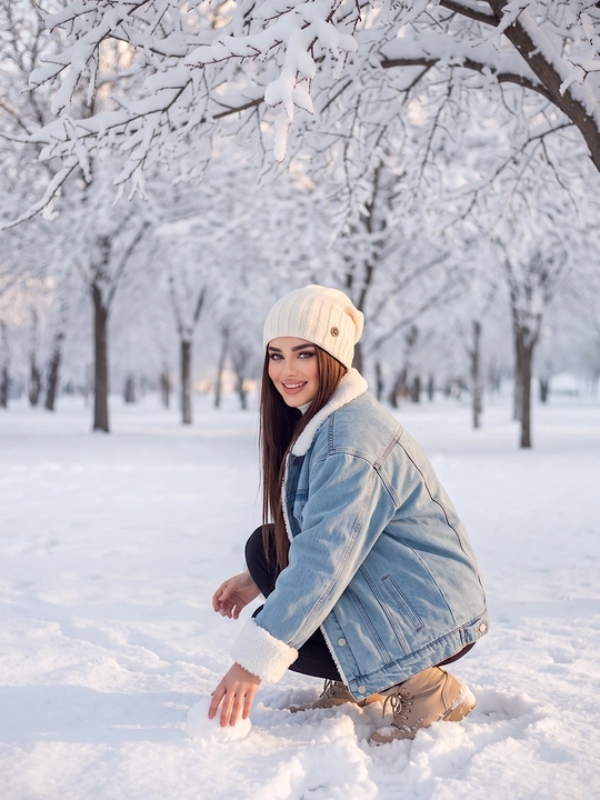 Trikotaj qishki shapka ayollar uchun, qishki bosh kiyimlar SNOWL