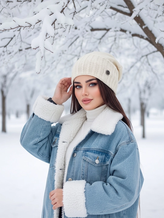Trikotaj qishki shapka ayollar uchun, qishki bosh kiyimlar SNOWL