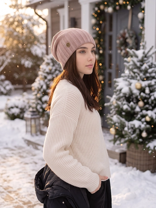 Trikotaj qishki shapka ayollar uchun, qishki bosh kiyimlar SNOWL