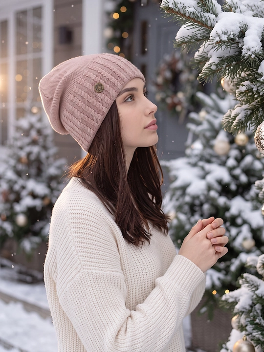 Trikotaj qishki shapka ayollar uchun, qishki bosh kiyimlar SNOWL