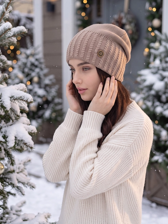 Trikotaj qishki shapka ayollar uchun, qishki bosh kiyimlar SNOWL