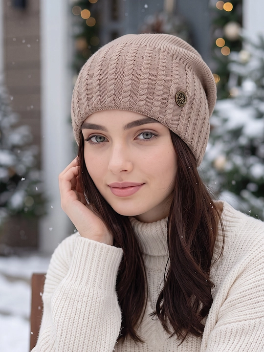 Trikotaj qishki shapka ayollar uchun, qishki bosh kiyimlar SNOWL