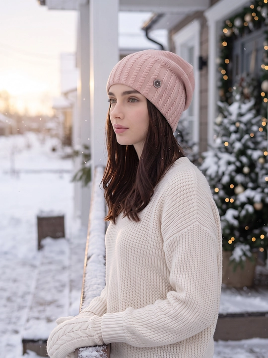 Trikotaj qishki shapka ayollar uchun, qishki bosh kiyimlar SNOWL