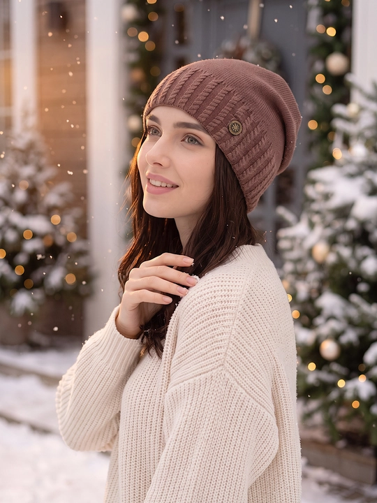 Trikotaj qishki shapka ayollar uchun, qishki bosh kiyimlar SNOWL