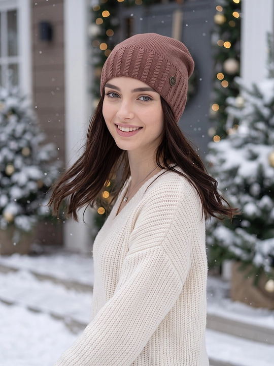 Trikotaj qishki shapka ayollar uchun, qishki bosh kiyimlar SNOWL