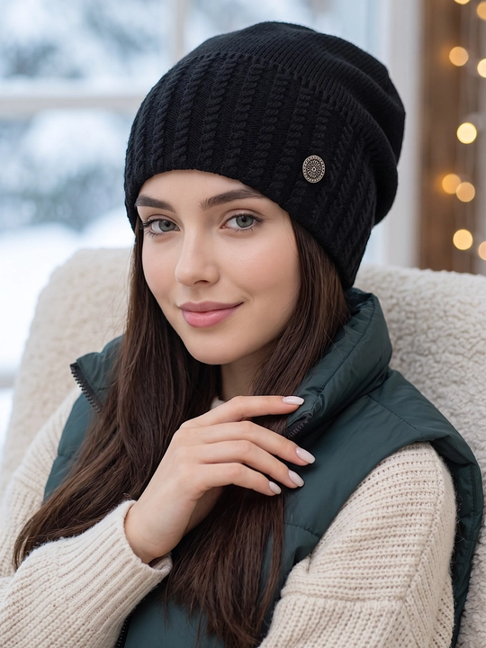 Trikotaj qishki shapka ayollar uchun, qishki bosh kiyimlar SNOWL