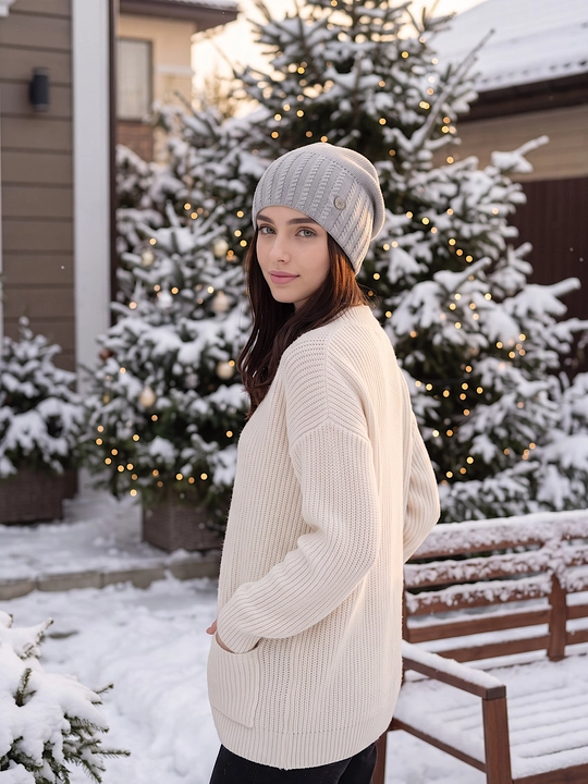 Trikotaj qishki shapka ayollar uchun, qishki bosh kiyimlar SNOWL