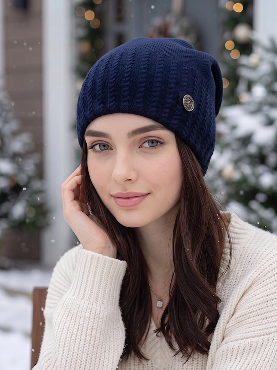 Trikotaj qishki shapka ayollar uchun, qishki bosh kiyimlar SNOWL